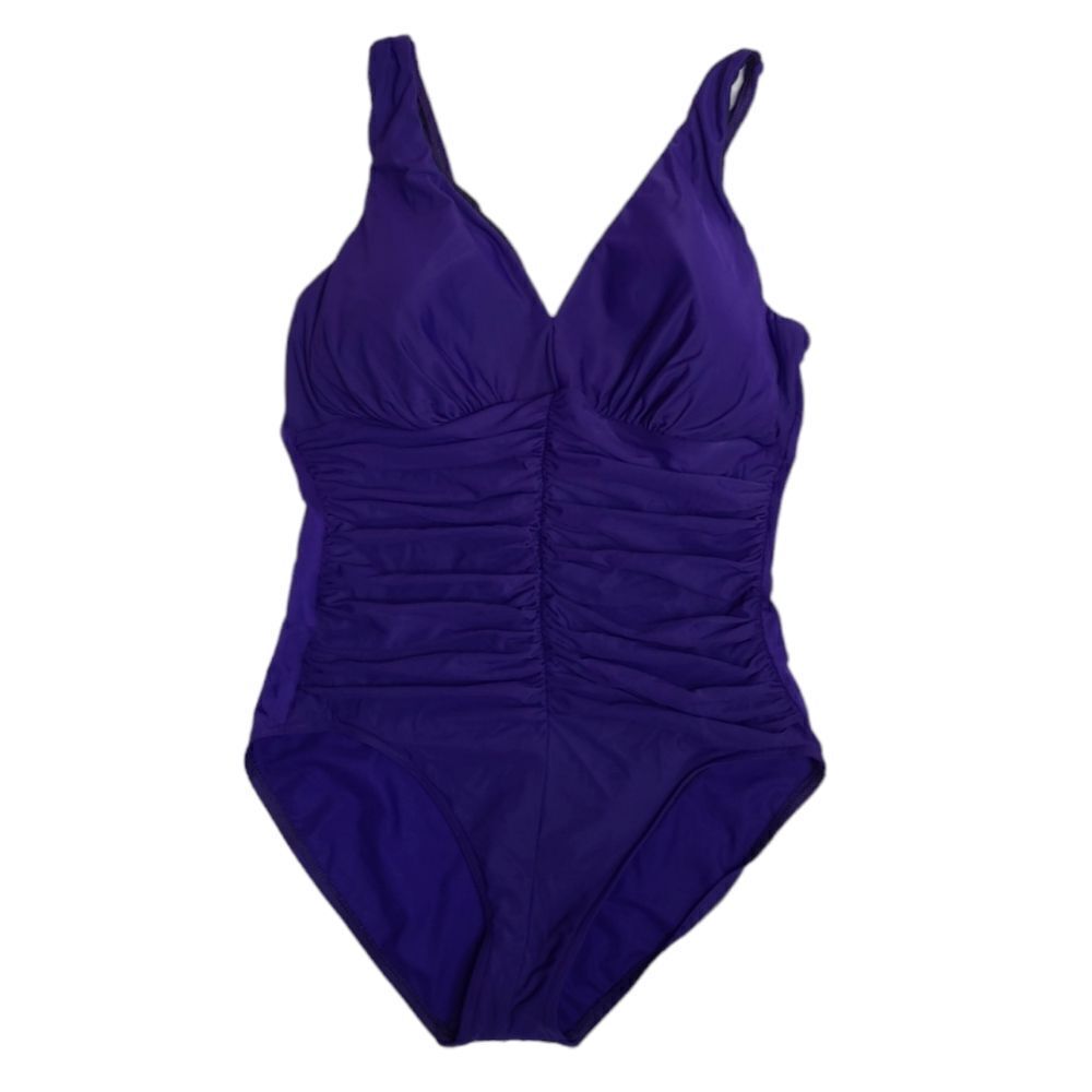 VINTAGE 90s Miraclesuit ruched front‎ full coverage modest swimsuit 16DD